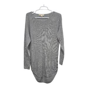 Michael Kors Gray Button Detail Tunic Sweater High Low M